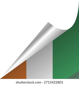 Ilustración estilizada de un rincón de la bandera irlandesa siendo pelado.