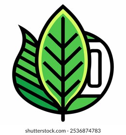 Una ilustración estilizada de una hoja con una letra D en el interior, que representa la naturaleza y una identidad de marca, perfecta para logotipos, marcas e iniciativas ambientales.