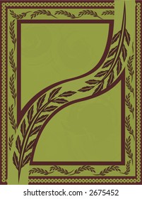 A stylized illustration of leaves in a retro-framed background; the file coordinates with several illustrations from my portfolio.