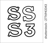 A stylized illustration of the letters SS and S3 in bold font silhouette