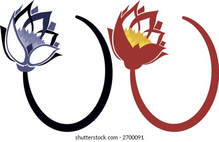 Stylized illustration of a lotus flower. File contains no gradients.