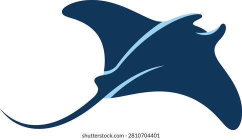Stylized illustration of a manta ray gliding gracefully through the ocean waters