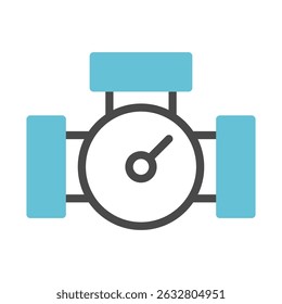 Stylized illustration of a measuring device, incorporating pipe-like structures