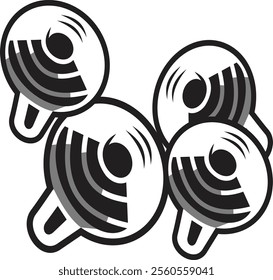 Stylized illustration of megaphones, emphasizing communication and amplification, perfect for advertising, announcements, and public speaking themes