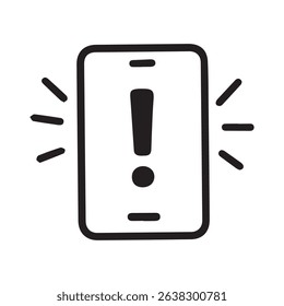 A stylized illustration of a mobile phone displaying an exclamation point indicating an alert notification requiring immediate attention.