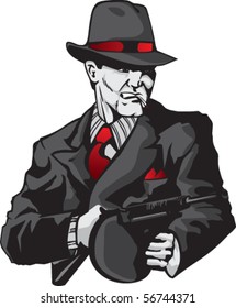 Stylized illustration of mobster