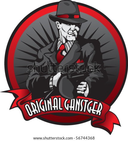 Stylized illustration of mobster in burst.