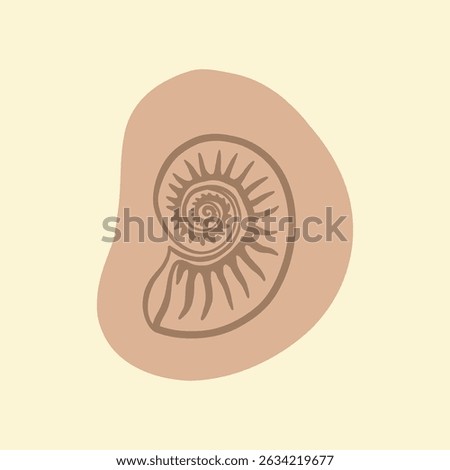 Stylized illustration of a Nautilus shell in earth tone colors