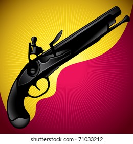 Ilustración estilizada de un arma antigua. Ilustración vectorial.