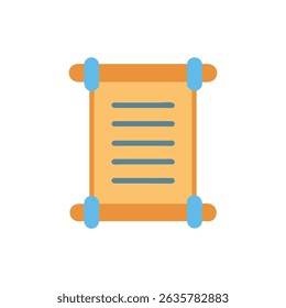 A stylized illustration of an old manuscript scroll icon