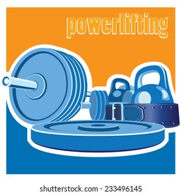 stylized illustration on the theme of strong men, weightlifting, powerlifting, sports. set for weightlifting. symbol