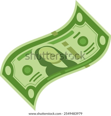 Stylized illustration of a one hundred dollar bill is waving gently against a clean white backdrop, creating a dynamic visual representation of currency and finance