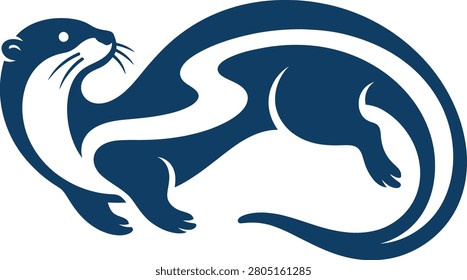 Stylized illustration of an otter in motion, showcasing its agility and playful nature