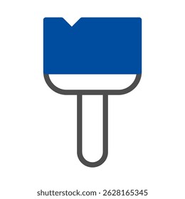 Stylized illustration of a painter's brush with blue color, painting equipment
