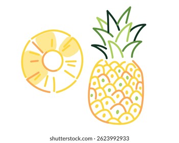 Ilustração estilizada de abacaxi em estilo moderno. Conceito de fruta de verão e nutrição tropical