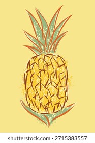 Stilisierte Darstellung einer Ananas. Einfache Linienkunst.