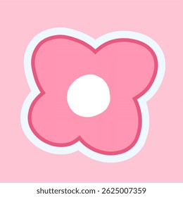 Stylized illustration of a pink flower with a clean, minimalist design, set against a pastel background. Perfect for themes of nature, beauty, spring, and fresh design elements.