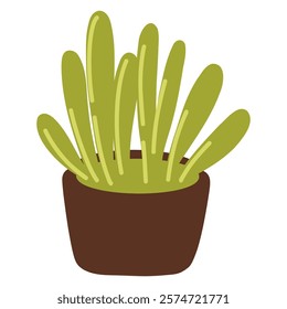 Stylized Illustration of Potted Green Plant