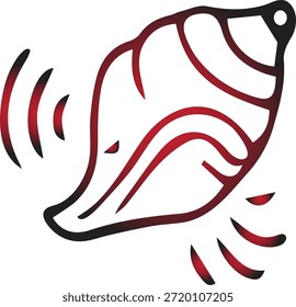 Una ilustración estilizada de una concha roja y negra con líneas fluidas que muestran un diseño elegante sobre fondo transparente de alta calidad
