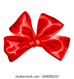 Stylized illustration of red bow. Image for design or decoration.