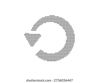 Stylized illustration of a refresh symbol made up of small dots, indicating reload and update, on a clean white background, in a contemporary style