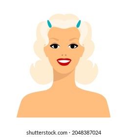 Stylized illustration of retro girl. Image for design or decoration.