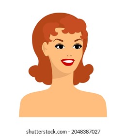Stylized illustration of retro girl. Image for design or decoration.