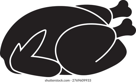 A stylized illustration of a roasted turkey with a festive appearance silhouette vector icon