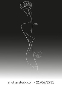 stylized illustration of rose in the shape of a woman's body