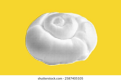 A stylized illustration of a round, textured object resembling a doughnut or pastry, set against a vibrant yellow background. The object features a dotted pattern, giving it a modern, graphic look.