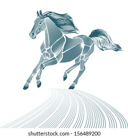 Stylized illustration of a running horse