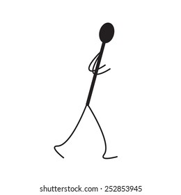 Stylized illustration of running man isolated on white background. Logo template, design element
