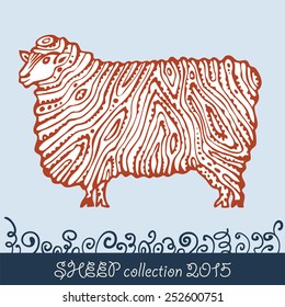 stylized illustration of sheep with a signature at the bottom