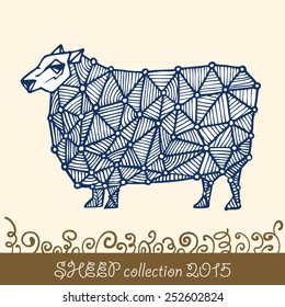 stylized illustration of sheep with a signature at the bottom