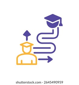Una ilustración estilizada muestra el camino hacia la educación y el logro de la graduación. Los gráficos utilizan un estilo de diseño plano y limpio.