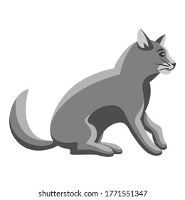 Stylized illustration of sitting cat. Image of cute kitten pet.