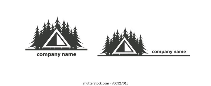Stylized illustration of a small portable black tent logo