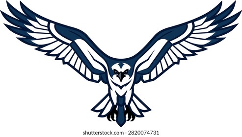 Stylized illustration of a soaring bird with outspread wings against a white backdrop