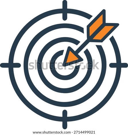 A stylized illustration of a target with an arrow hitting the bullseye, symbolizing accuracy and achievement.