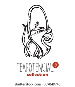 stylized illustration of teapot with text part of a collection