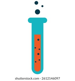 Stylized illustration of a test tube filled with orange liquid, symbolizing scientific experimentation.