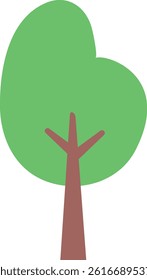 Stylized illustration of a tree with a brown trunk and two branches, topped by a large green rounded canopy, using a simple and minimalistic design.