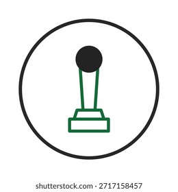 Una ilustración estilizada de un trofeo dentro de un marco circular, que simboliza el éxito y el logro. El diseño incorpora un esquema de color equilibrado, transmitiendo un mensaje de victoria, reconocimiento y