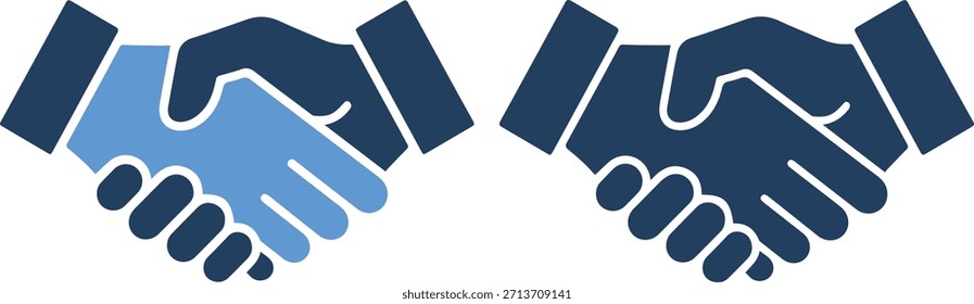 Una ilustración estilizada de dos manos temblando, una vistiendo azul claro y la otra azul oscuro, representando la sociedad y el Acuerdo, sobre un fondo blanco limpio.