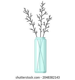 Stylized illustration of vase with flowers. Image for design or decoration.