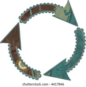 Stylized illustration of a warm and romantic Recycle Symbol.