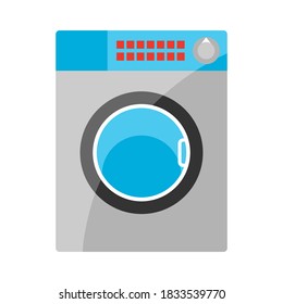 Stylized illustration of washing machine. Home appliance or household item for advertising and shopping.