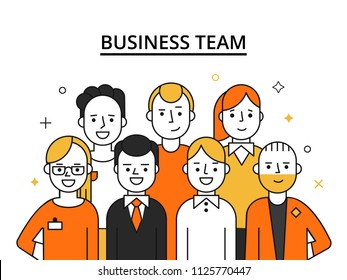 Stylized illustrations of business team. Concept picture of successful peoples. People success, teamwork professional vector