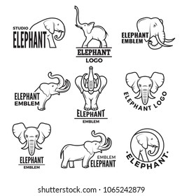 Stylized illustrations of elephants. Templates for logo design elephant animal, wild animal logo vector