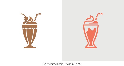 Ilustrações estilizadas de milkshakes em cores diferentes mostram uma bebida clássica de sobremesa.